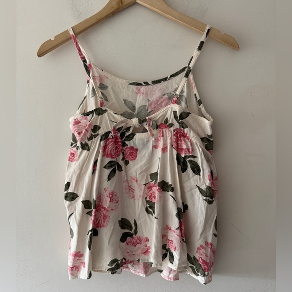 Old Navy Girls Adjustable Tie Back Cami White and Pink Rose Floral Print - Picture 2 of 6